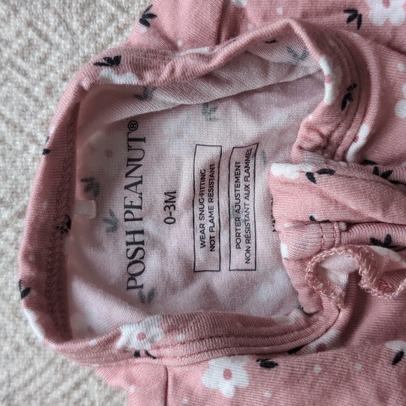 Posh Peanut Footie Pajamas Pink Ruffle Butt 0-3 Months - Picture 2 of 2